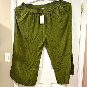 Olive Green Pinstripe Pants